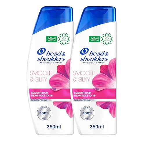 Head & Shoulders Smooth & Silky Anti-Dandruff Shampoo Up to 100% Dandruff Protection with Regular Use Helps Control Frizz for 24 Hours Leaves Hair Smooth Soft & Silky 350ml Pack of 2