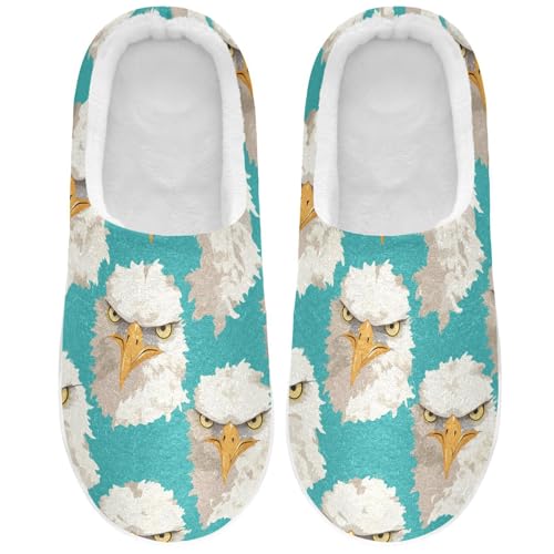 JUNZAN Cartoon Albatross Face Green Mens Home Cotton Slipper Non Skid Memory Foam Foam Slippers for Hotel Christmas Presents 6-7