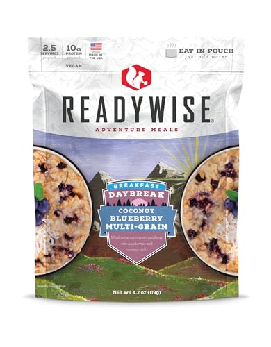 ReadyWise Outdoor Coconut Blueberry Multi-Grain, 2.5 Servings – Freeze-Dried MRE for Emergency Preparedness, Survival Food, Backpacking, Camping, Hiking, Long-Term Storage, and Disaster Readiness