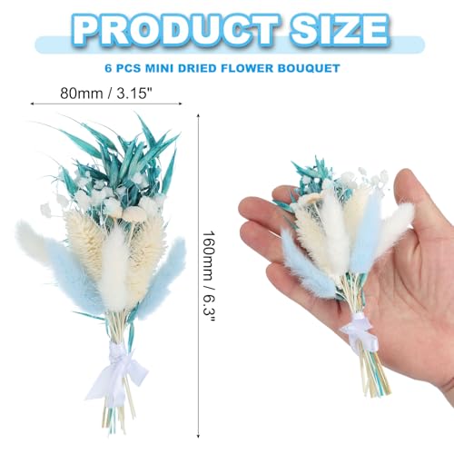 Mini ramo de flores secas decorativo azul, 6 piezas miniatura 2