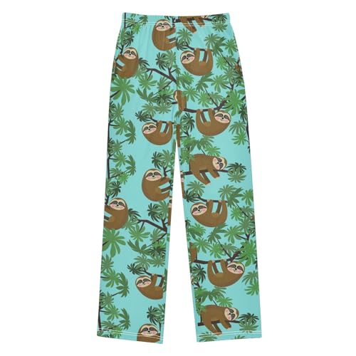 ZZXXB Cute Jungle Sloths Boys Long Pants Soft Trousers Elastic Waist Kids Lounge Bottoms with Pockets S-XL