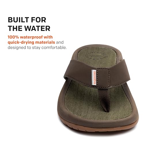 Image of Grundens Men's FishFinder Sandals - Quick-Drying, Comfortable, and Versatile Mens Flip Flops with Enhanced Traction & Full Arch Support for Fishing and Outdoor Wear, Dark Brown, 10