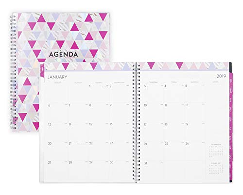 Blue Sky 2019 Weekly & Monthly Planner, Flexible Cover, Twin-Wire Binding, 8.5" X 11", Geometric Triangles #TOP2