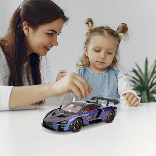 Image of 1:24 Maclaren Senna Sports Model Exclusive Alloy Diecast Pull Back Toy car with Openable Doors & Light Music Toys for Kids Boy Girl Gift (1:24 Maclaren Senna -Purple)