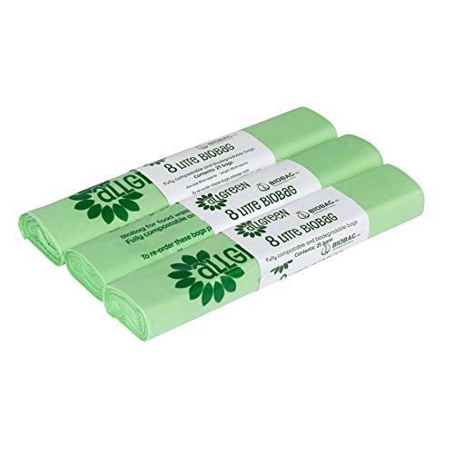 8 Litre x 75 Bags Biobag Compostable Kitchen Caddy Liner - Food Waste Bin Liners - EN 13432-8L Compostable Bags with Composting Guide