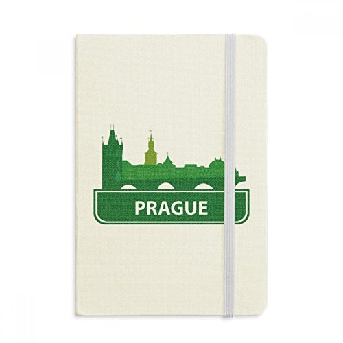 Carnet Prague Vert A5 haut de gamme avec couverture rigide classique en tissu texturé brodé