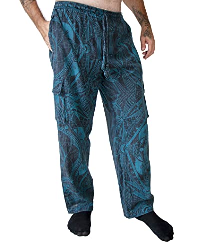 Mens Cargo Pants, 100% Lightweight Cotton, Strait Pants with Pocket