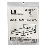 uBoxes Queen Mattress Poly Covers, 61 x 15 x 104 inch, Heavy Duty 2 mil, 1 Pack (QUEENCOVER01), Clear Plastic