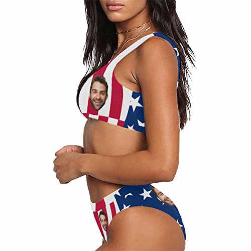 Custom Face Swimsuits with Flag for Women Personalized Photo Bathing Suits Customized One Piece Swimwear2