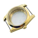 ROUREOX Cassa Orologio 36 mm Lunetta Liscia Vetro Zaffiro PVD Oro Nero Compatibile Con Movimenti PT5000 ST2130 SW200 per Rolex Explorer/Datejust - B1