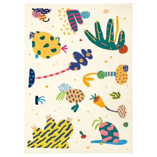 Effonek リビングルーム用のクリエイティブな落書きカシミアカーペット、汚れに強くお手入れが簡単、ソファとコーヒーテーブル、家庭用漫画フルカバー、長方形、オールシーズン対応 (C,80*160cm)