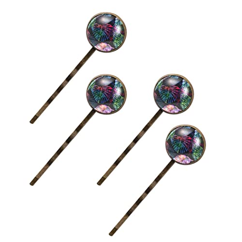 Barrettes à cheveux motif tropical : lot de 4 accessoires de coiffure premium