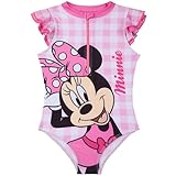 Disney Minnie Mouse Bañador Niña Una Pieza con Cremallera, 2-6 Años, Traje de Baño Verano Cómodo para Piscina y Playa (4-5 Años, Rosa Minnie)