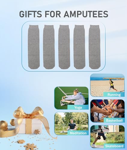 Image of Jiawu Stump Shrinker, Below Knee BK Stump Shrinker, 5Pcs BK Shrinker, Elastic Breathable Amputation Shrinker, Thicken Cotton & Absorption, Adult Amputee Socks for Stump Amputee Gifts(L)