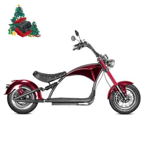 eAhora M1P 2000W 37MPH Electric Motorcycle for Adults,40Miles Long Range with 60V 30ah Battery, Full Suspension and Hydraulic Brakes,Street Legal Electric Motorcycle for Adluts (Bordeaux Red)