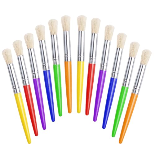 Joyooss Paint Brushes for Kids, 12 Pcs Round Large Toddler Paint Brushes Set, Easy to Clean & Grip Washable No Shed Hog Bristle Paintbrushes Kids...