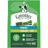 Greenies Dog Treats Veterinarian-Recommended Natural Dental Treats for Dogs, Teenie Size, Fresh Flavor, 12 oz. Pack, 43 Count