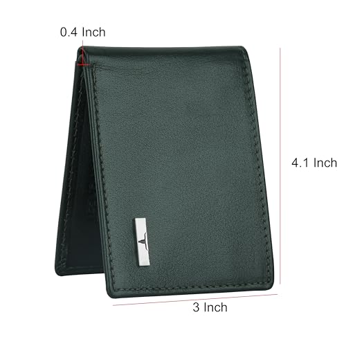 Image of URBAN FOREST Fred Aniline Green Leather Wallet for Men