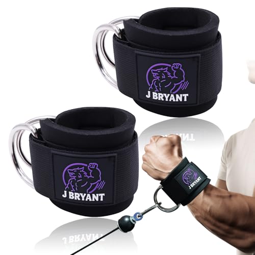 Wrist Cuffs for Cable Machine Workouts – Padded Wrist Straps with Reinforced D-Rings for Strength Training, Pulley Systems, Triceps & Bicep Workouts – Adjustable Fit for Men & Women (Purple)