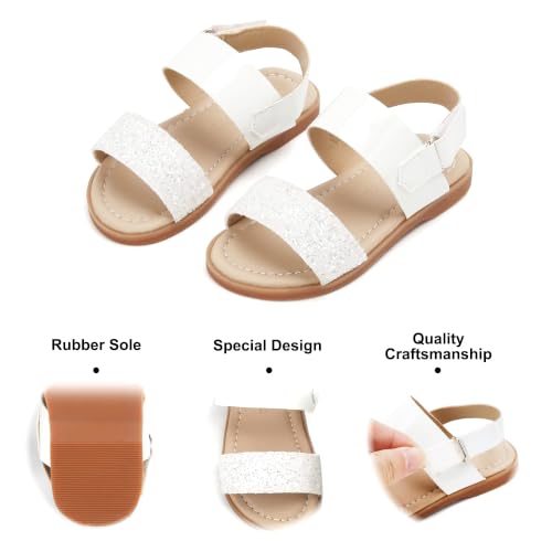 Image of Felix & Flora Toddler Girl Sandals - Little Girl Easter Dress Shoes Lightweight Open Toe Beach Holiday Flats