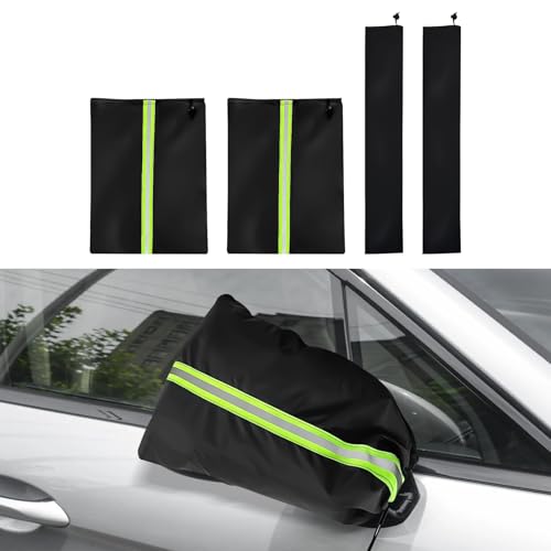 Image of 4PCS Side Mirror Covers and Windshield Wiper Covers, Windshield Cover for Ice and Snow, Durable Snow Mirror Cover and Wiper Blades, Universal Winter Accessories Side Mirror Covers for Most Cars
