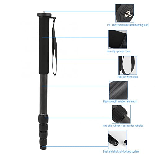 KBREE Accessoires pour Appareil Photo Canne d'alpinisme Monopode télescopique extérieur Portable en Fibre de Carbone pour trépied d'appareil Photo Reflex numérique