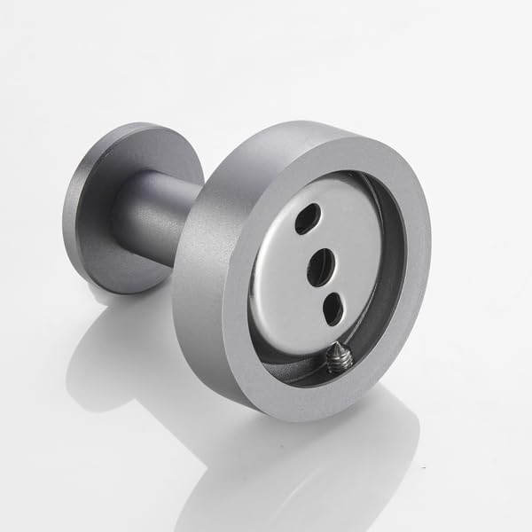 Generic Round Base Wall Hanging Coat Hook with Screws- Gun Grey Towel Hook, 4 Pack, for Entry Shoe Cabinet, Wardrobe Bathroom Bedroom Furniture Hardware, Gray, wcdgj02