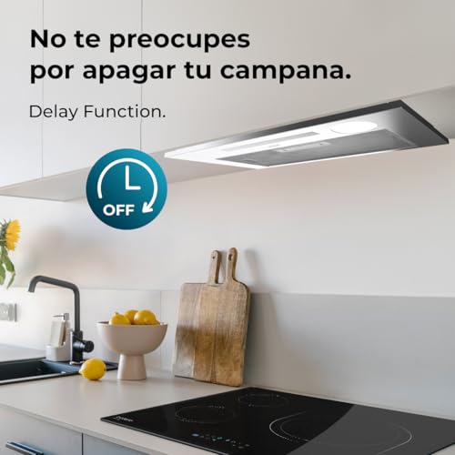 Cecotec Einbau-Dunstabzugshaube, 75 cm Bolero Flux IT 755500 Inox A++. Motor 70W, 3 Leistungsstufen, Niedriger Energieverbrauch, Edelstahlfinish, Absaugung 550m³/h, Touch-Bedienung, Booster