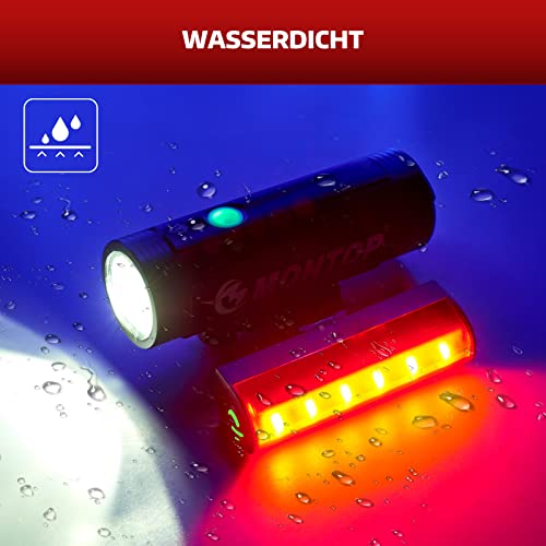 Fahrradlicht Set MONTOP StVZO zugelassen mit USB Akku und LED