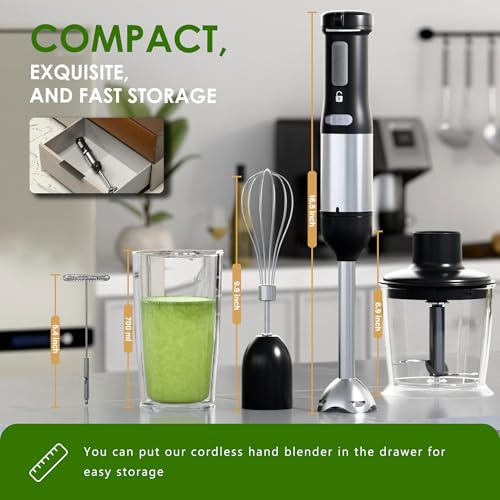 Image of Air Fryer Cordless Immersion, 5-in-1 Variable Speed blender handheld,Rechargeable with 2000mAh Battery, BPA-Free & Dishwasher-Safe Accessories,Ink