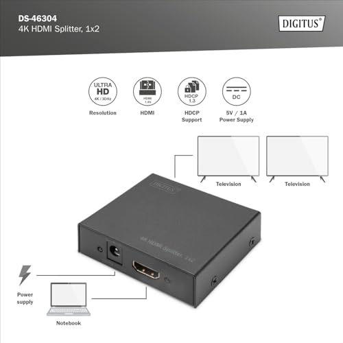Divisor HDMI 1x2 UHD 4K DIGITUS con protección HDCP 1.3 3