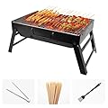 Barbecue Charcoal Grill, Stainless Steel Folding Portable BBQ Desk Tabletop Smoker Outdoor Grill Tool, Lightweight Barbecue Grill for Cooking Camping Hiking Travel Backyard Picnic Garden Beach Party