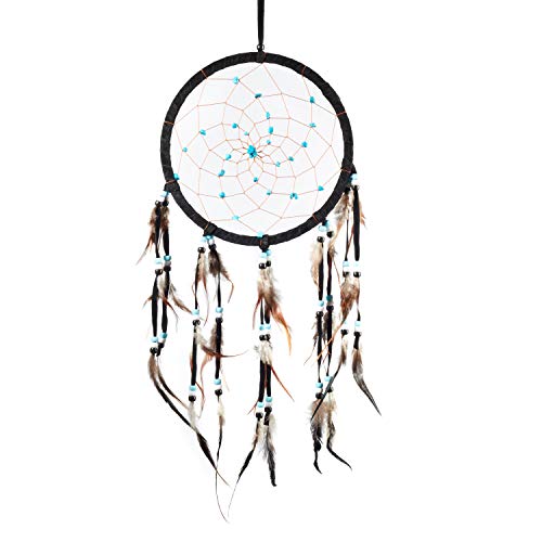 Pink Pineapple // Dream Catcher Vegan Suede with Turquoise Stones 22 Centimetres Diameter 60 Centimetres Long Many Colours Available (Black)