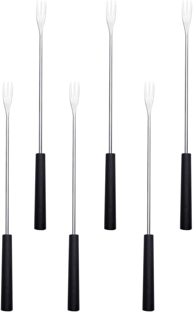 Stainless Steel Chocolate Fondue Forks with Long Handles, 6pcs Fruit and Cheese Fork Set with Heat-resistant Pp Handles for Household Baking and Grilling