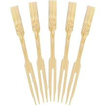 BambooMN Premium 3.5" Bamboo Mini Cocktail Tasting Forks Fruit Picks Party Supplies, 1000 Pieces