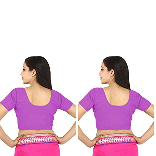 Image of Namita Women's Cotton Half Sleeve Blouse (U-COT-COM-2-LIGHTPURPLE-LIGHTPURPLE-40 Lightpurple-Lightpurple 40)