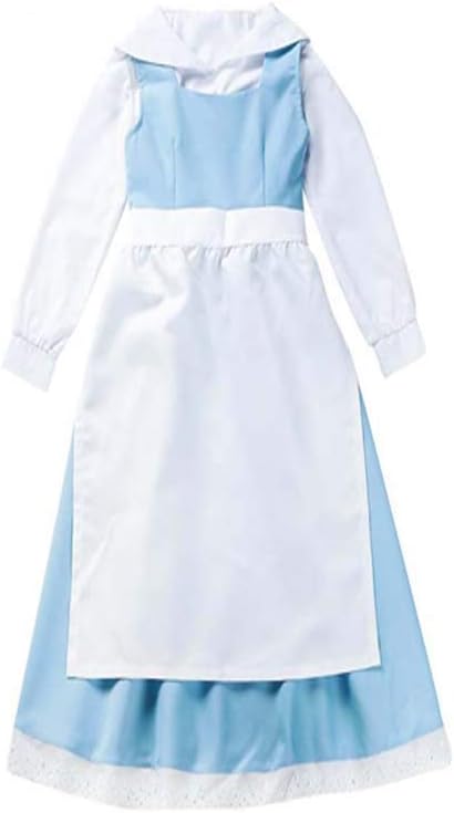 zhiqing Blue Beauty And The Beast Belle Dress Anime Cosplay Costume Fancy Halloween Maid Dress Apron For Women (X-Large)