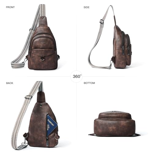 Image of LATMAP 7L Sling Bag for Women Men Crossbody Belt Bag Small Travel Sling Backpack Anti Theft Chest Daypack Purse Faux Leather