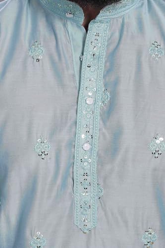 Image of DIVISIVE Men's Embroidered Cotton Silk Blend Only Slim Fit Kurta