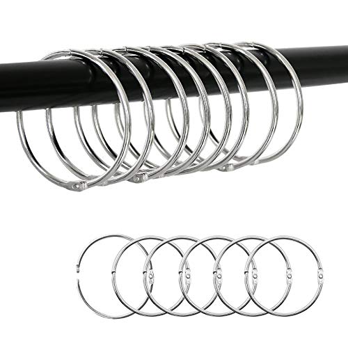 ForTomorrow Metal Circular Shower Curtain Ring, Easy to Open and Close, 30 Pack Silver 2 Inch Diameter Drape Ring Loops for Bathroom, Home Decoration, Movable Clasp Suitable for Fixed Pole