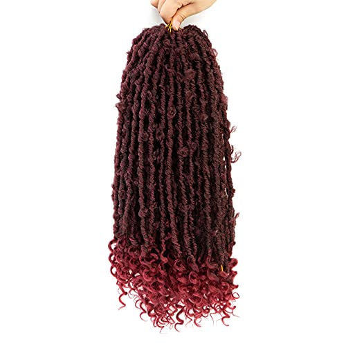Ayana Butterfly Locs Crochet Hair 18 Inch Crochet Butterfly Locs Hair Curly End Soft Butterfly Locs Hair Pre-Twisted Distressed Faux Locs Crochet Braids (18 Inch (Pack of 6), TBUG)