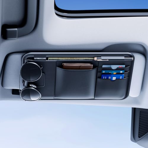 Organisateur de pare-soleil de voiture support rangement cuir poches multifonction
