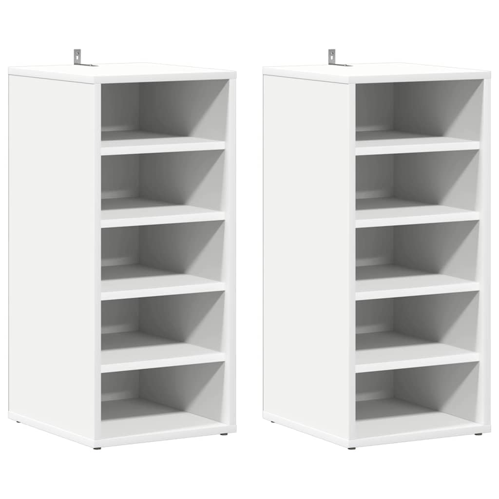 Armoire à Chaussures 2 Pièces Blanc 31,5 x 35 x 70 cm Bois Composite