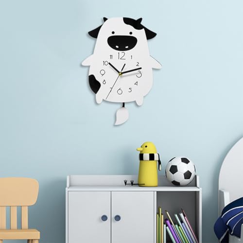 Horloge murale décorative Mobestech en acrylique forme de vache blanche