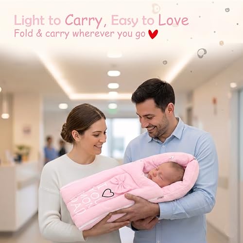 Image of Fareto Combo of Baby Bed with Net | Carry Bag | 4 Pcs Bedding Set (0-6 Months, Baby Size, Cotton) (M Piink)