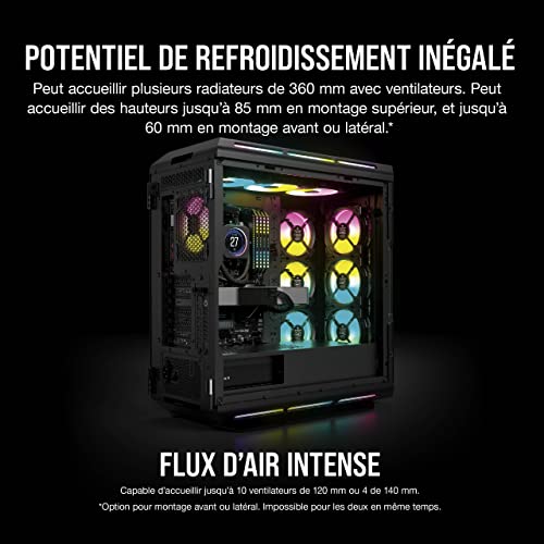 Corsair Boîtier Moyen-Tour connecté en Verre trempé iCUE 5000T RGB, Noir