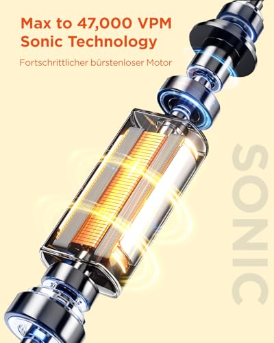 Elektrische Zahnbürste, Schallzahnbürste für Erwachsene und Kinder, Electric Toothbrush mit 5 Putzmodi 3 Intensitätsstufen Integrierter Timer und 8 Zahnbürstenköpfen, Reiseetui, Rosenrot – Bild 4