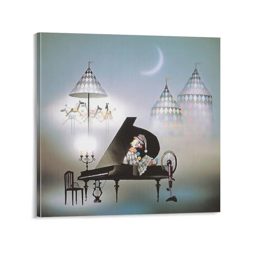 藤城清治 影絵 ブラックピアノ ポスター ウォールアート 部屋飾り 絵画 ベッドルーム リビング 壁の絵12x12inch(30x30cm)