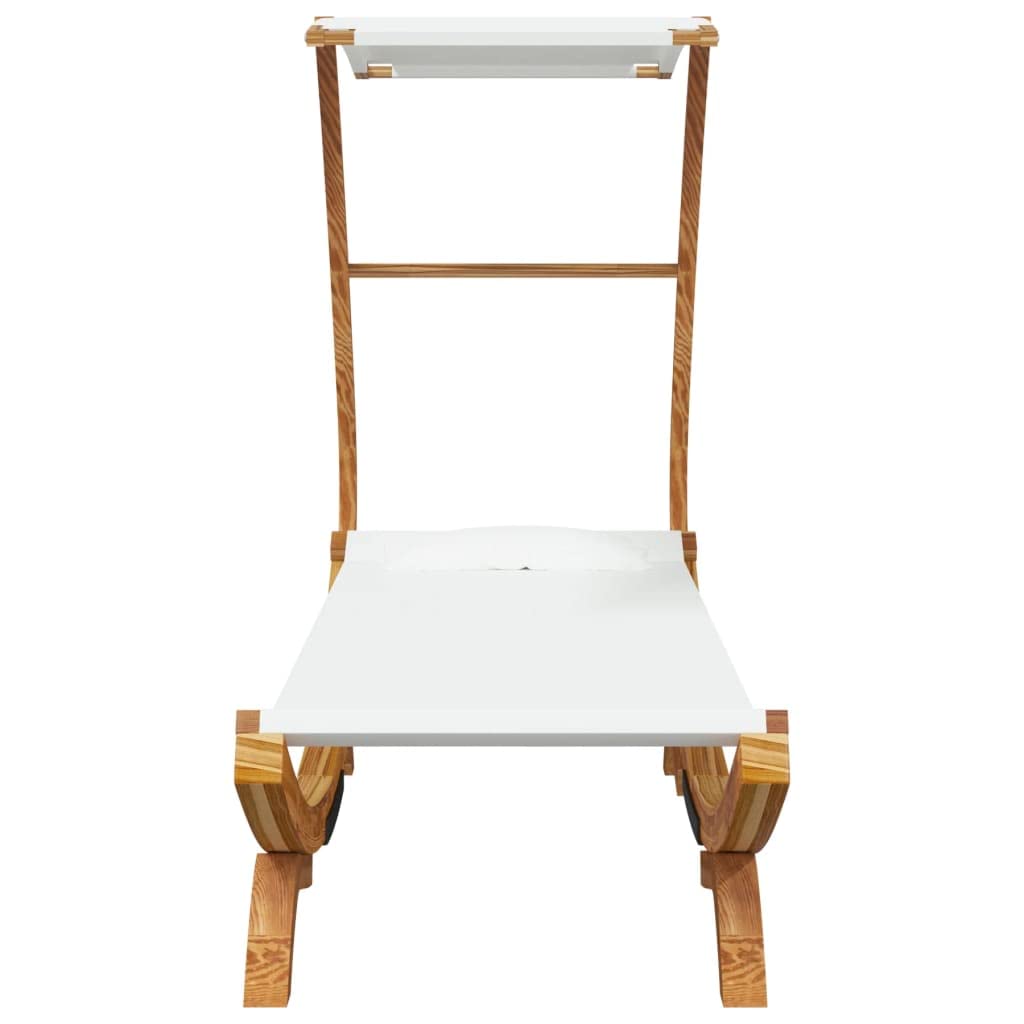 Gecheer Letto Riposo con Baldacchino 100 x 190 x 134 cm Legno Curvo Massiccio Crema, Bagno di Sole da Giardino Esterno, Lettino da Spiaggia Relax per Campeggio Balcone Piscina