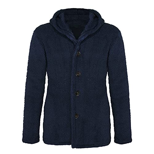 Mens Fluffy Fuzzy Jacket,Plush Fleece Casual Winter Fall Button Up Cardigan Coat Soft Sherpa Outerwear3